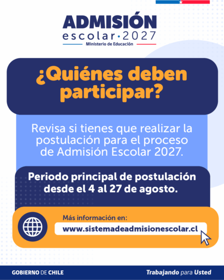 Participa en el proceso de Admisión Escolar 2027
